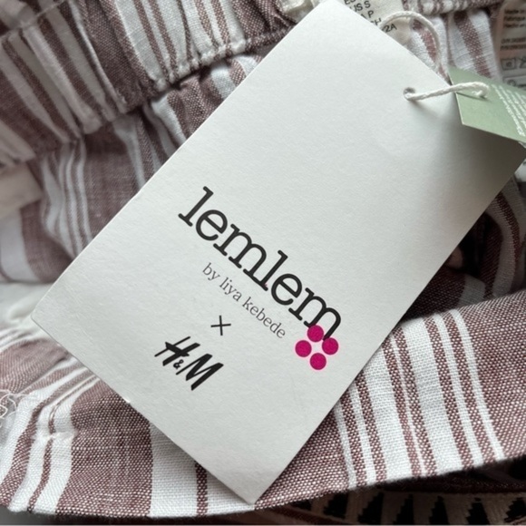LemLem X H&M • NWT Burgundy Stripe Linen Pants - Picture 4 of 8